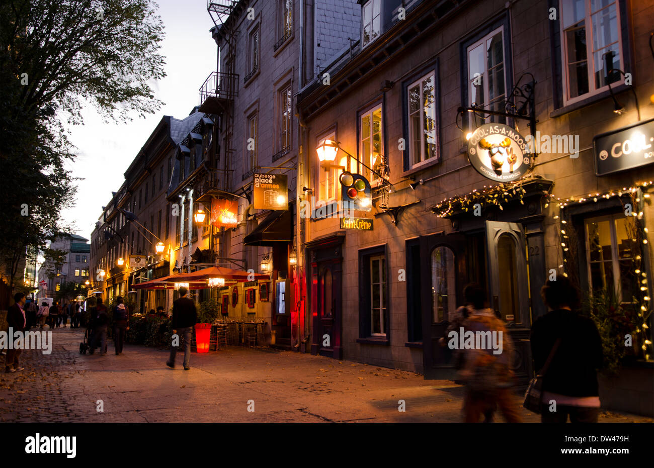 Quebec City Quebec Canada street scene of cafes on St Anne Street Rue