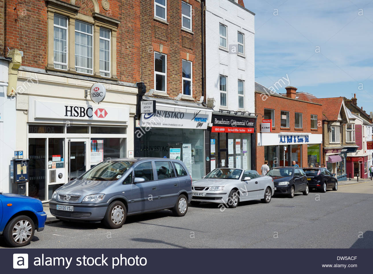 Shops in the High Street, Broadstairs, Kent, England UK Stock Photo, Royalty Free Image