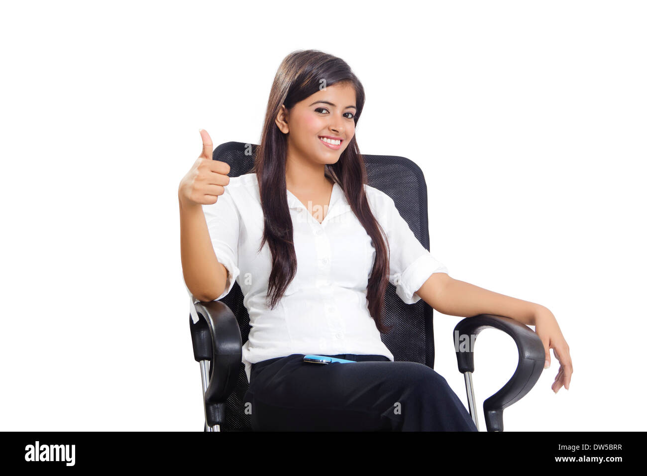indian Business Woman Sitting chair Stock Photo, Royalty ...