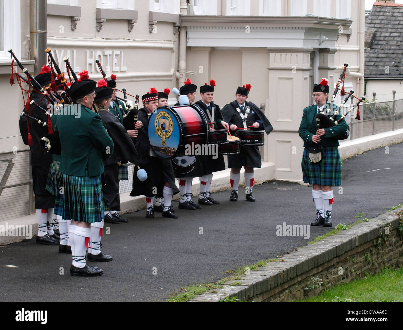 Bideford Youth Pipe Band, Devon, UK Stock Photo, Royalty Free Image