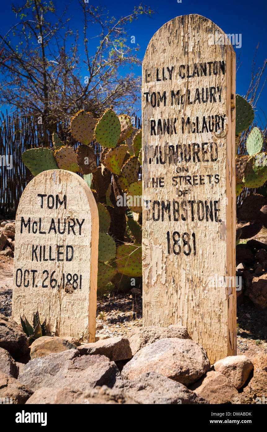 Graves at Boothill Graveyard, Tombstone, Arizona USA Stock Photo