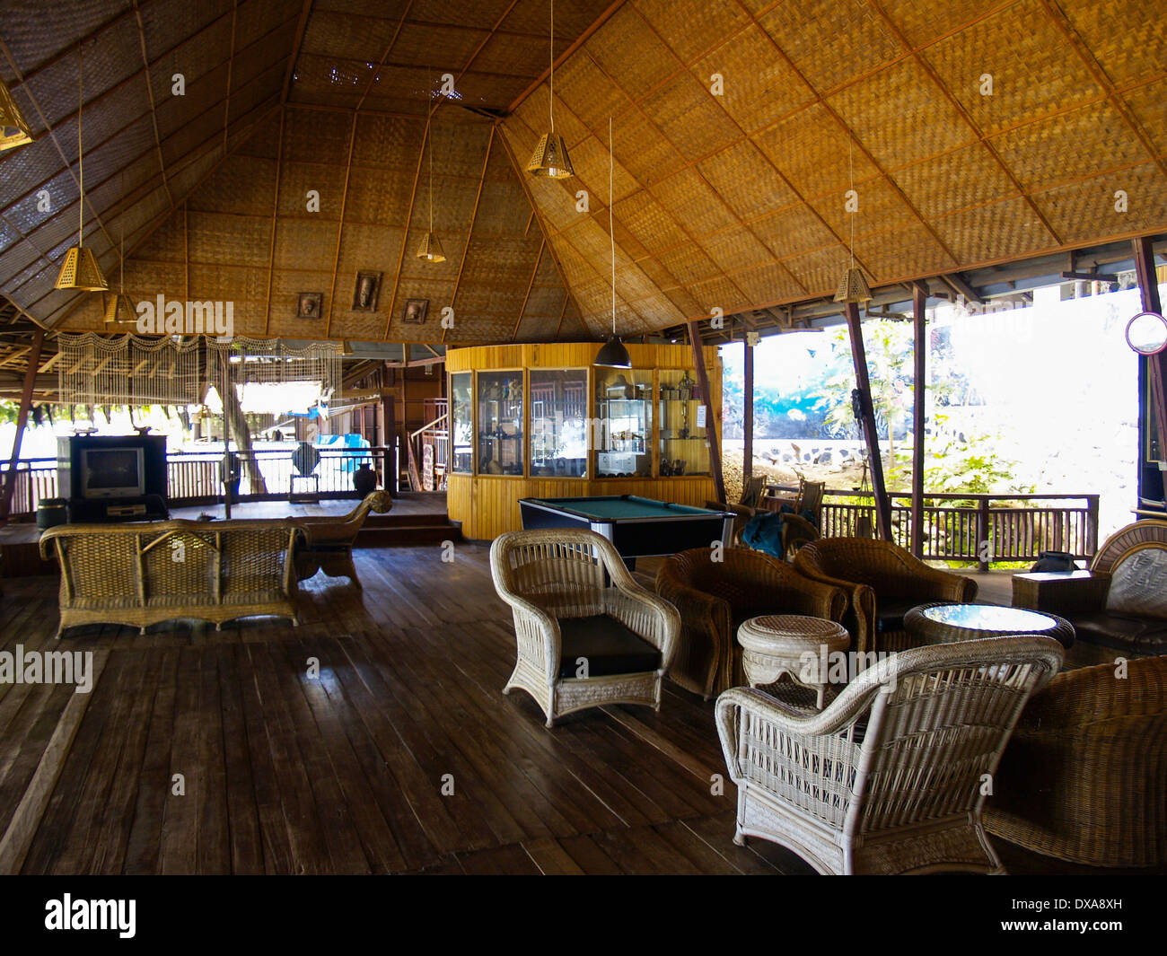 empty restaurant with bamboo roof, indonesia, sulawesi, bunaken empty restaurant with bamboo roof, indonesia, sulawesi, bunaken