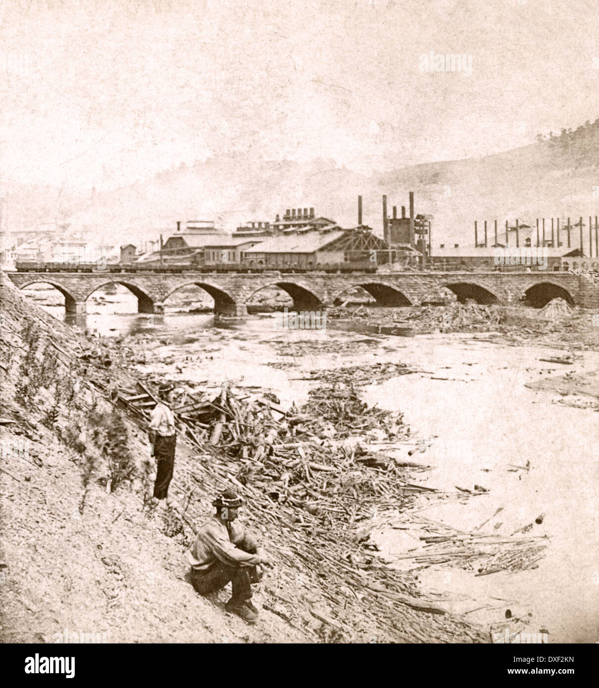 Circa 1890 antique photograph, the Great Johnstown Flood May 31, 1889
