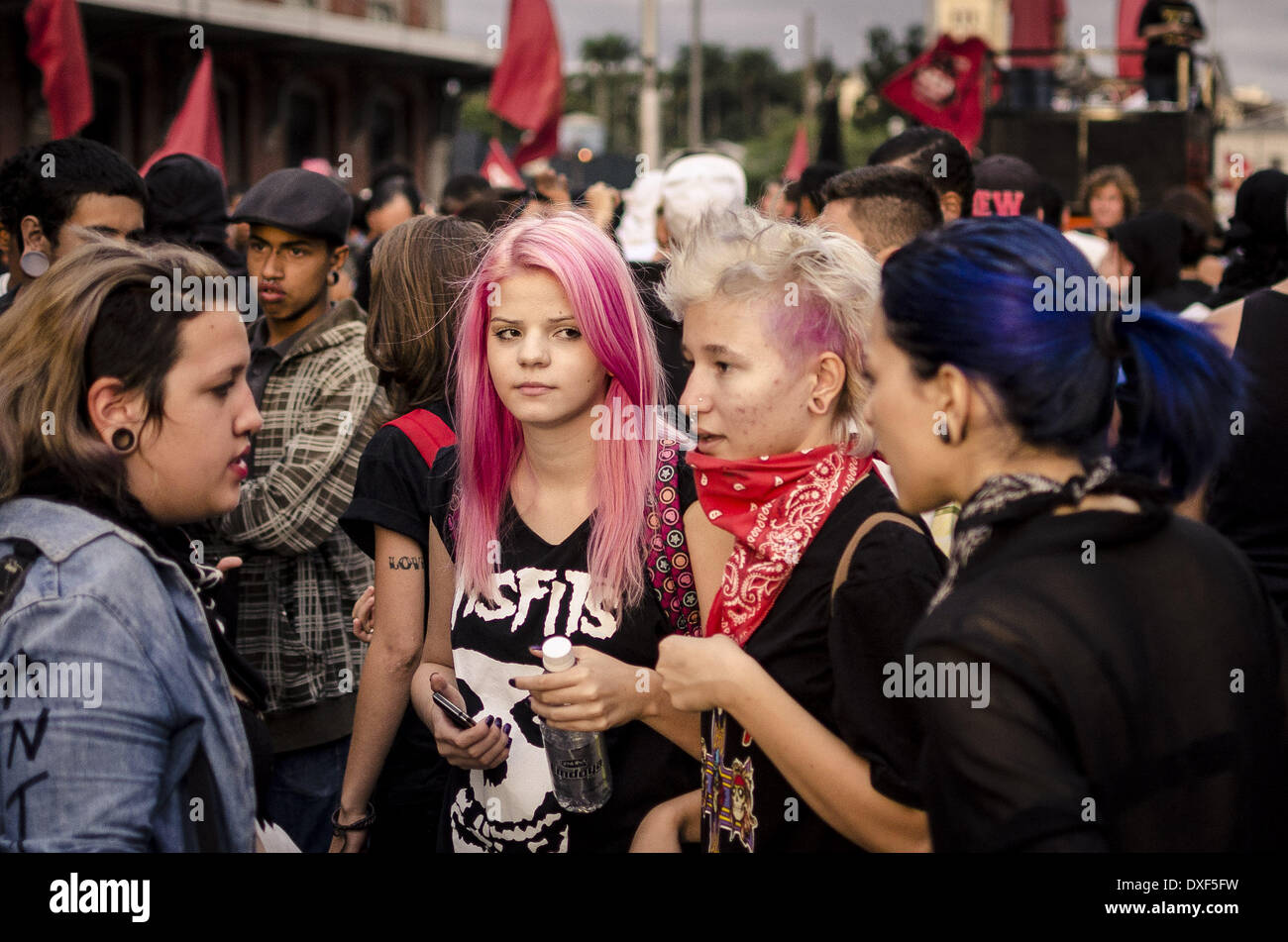 Sao Paulo Brazil 22nd Mar 2014 Protesters Join The Antifascist