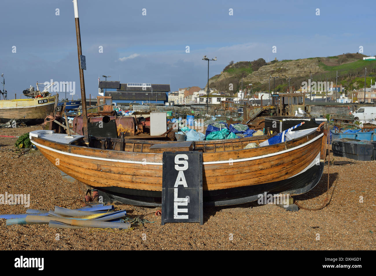 Wooden fishing boat for sale. The Stade Beach. Old Town ...