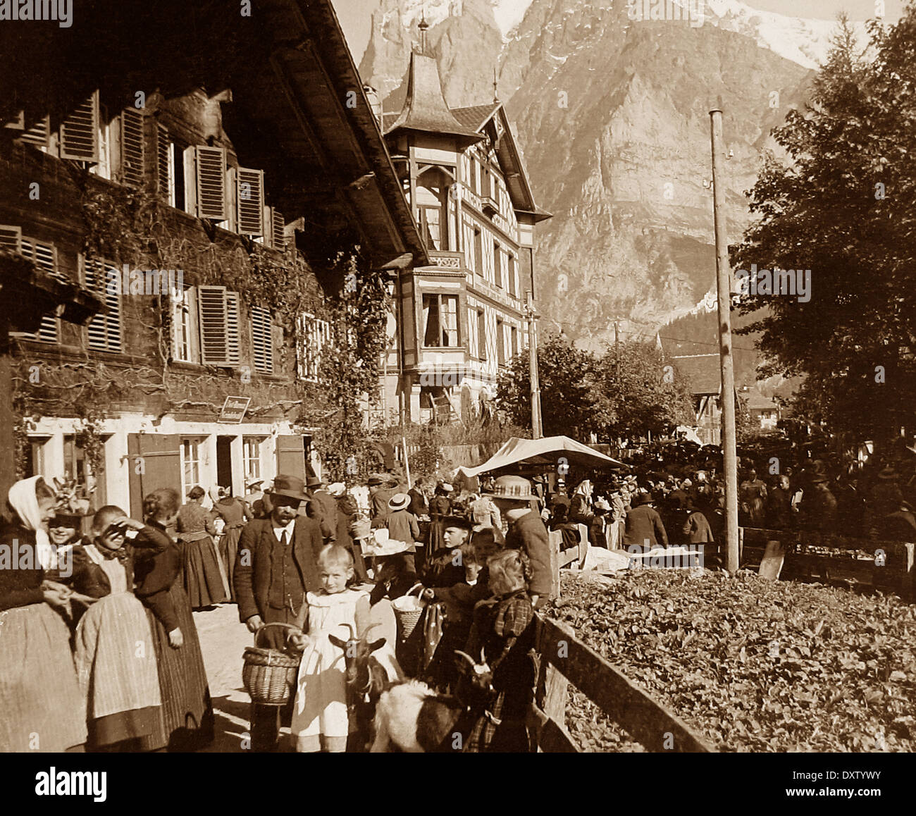 Grindelwald Switzerland early 1900s Stock Photo, Royalty Free Image