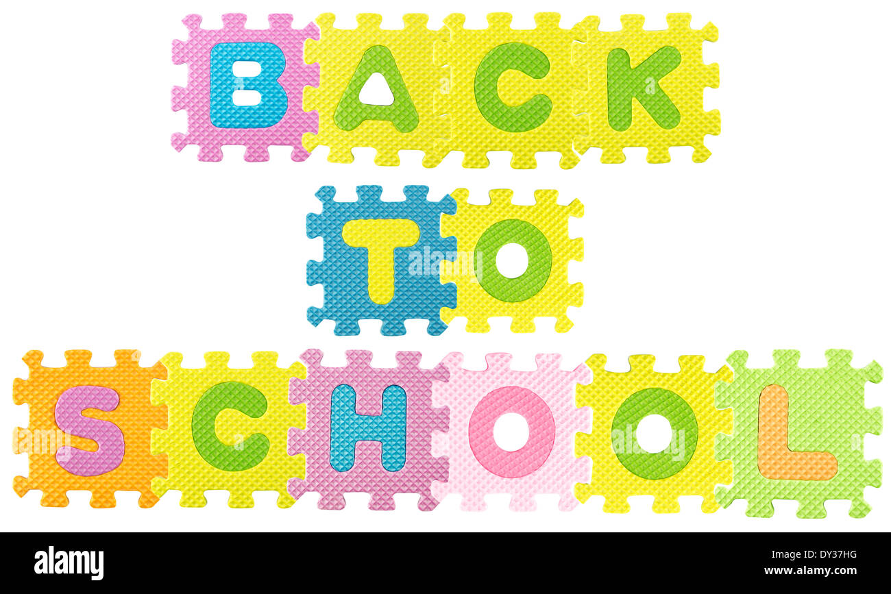 Worksheet Alphabet Sentence back to school sentence created from alphabet puzzle isloated on white background with clipping path