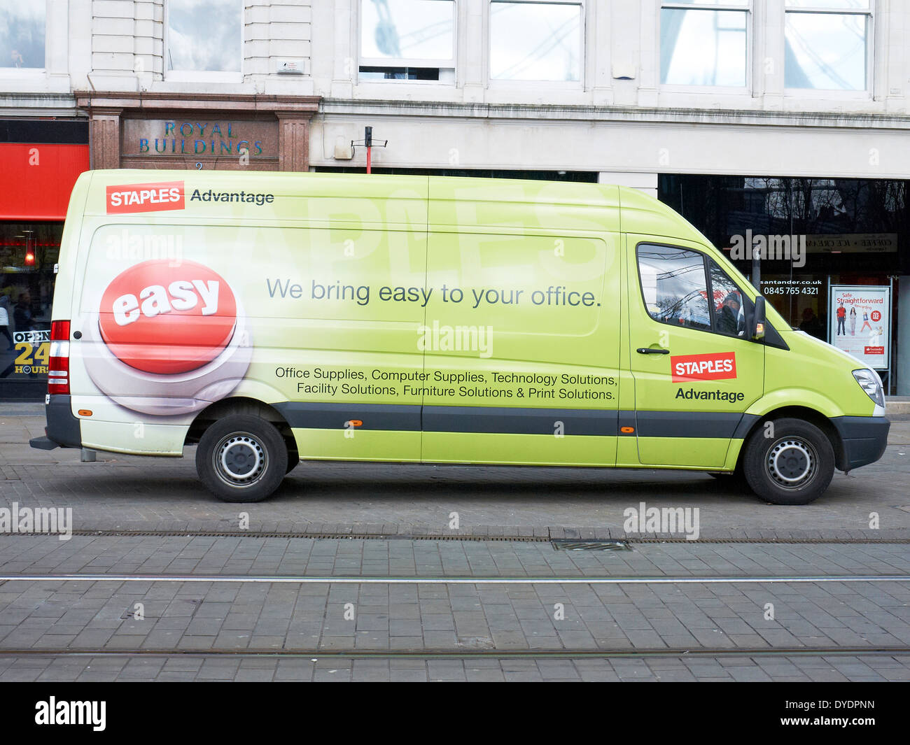Staples delivery van in Manchester UK Stock Photo, Royalty Free Image