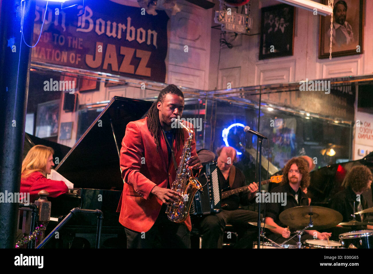 New Orleans , USA. A jazz band plays on Bourbon Street French Quarter