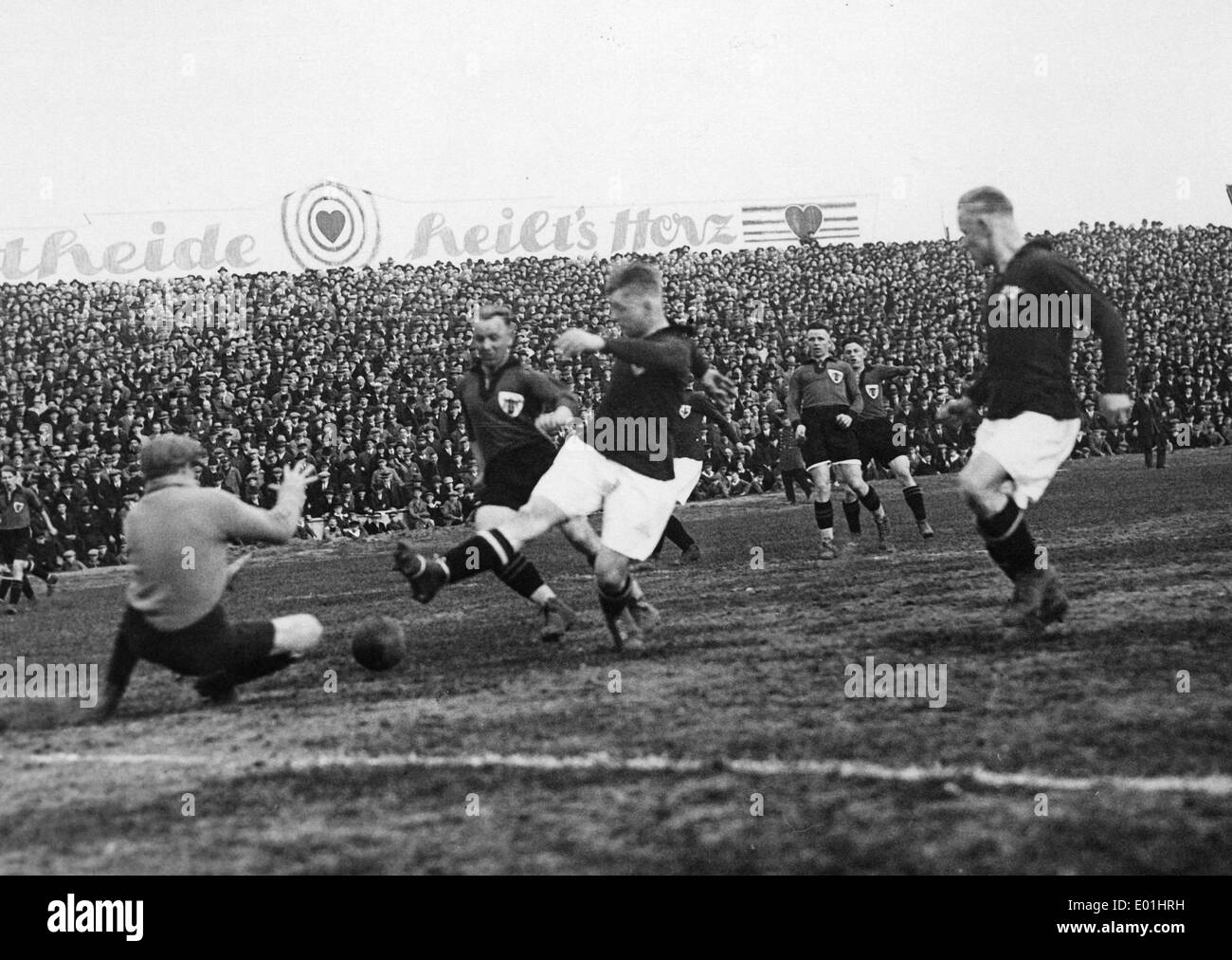Soccer game between Munich and Berlin, 1928 Stock Photo, Royalty Free