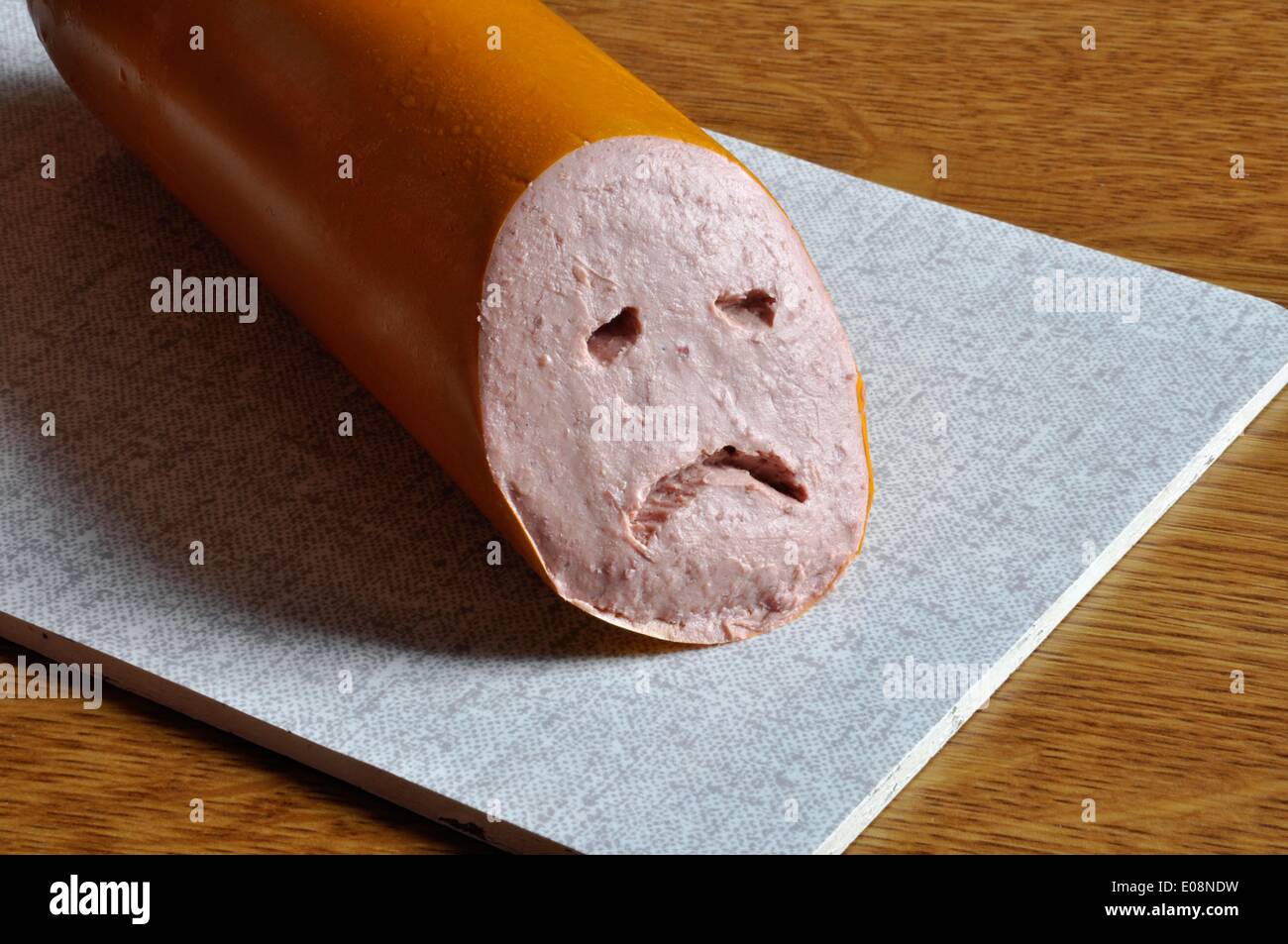 Illustration A sad face is painted into a liverwurst in Germany, 31