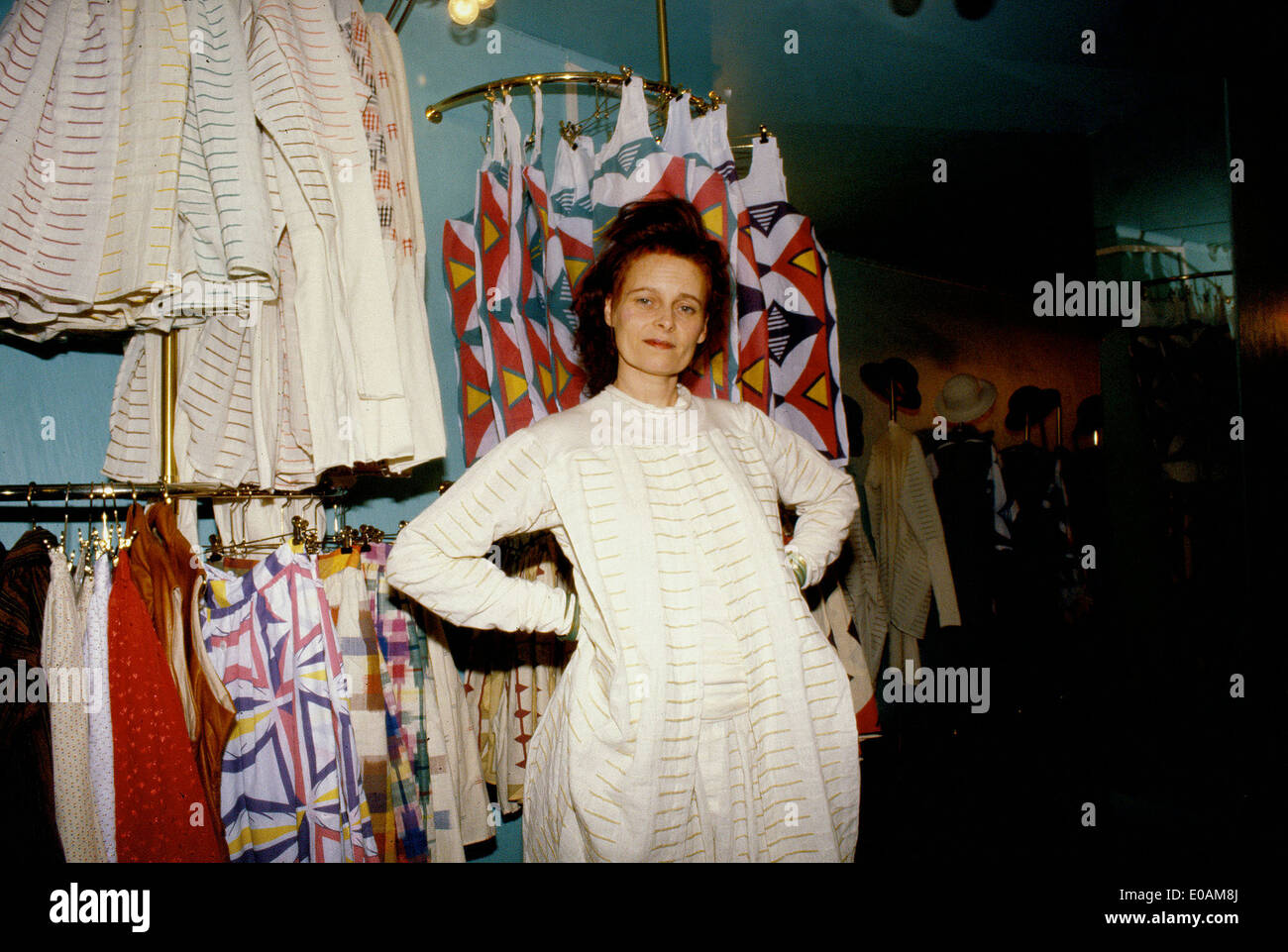 Vivienne Westwood in her Worlds End Shop in Chelsea, London Stock Photo