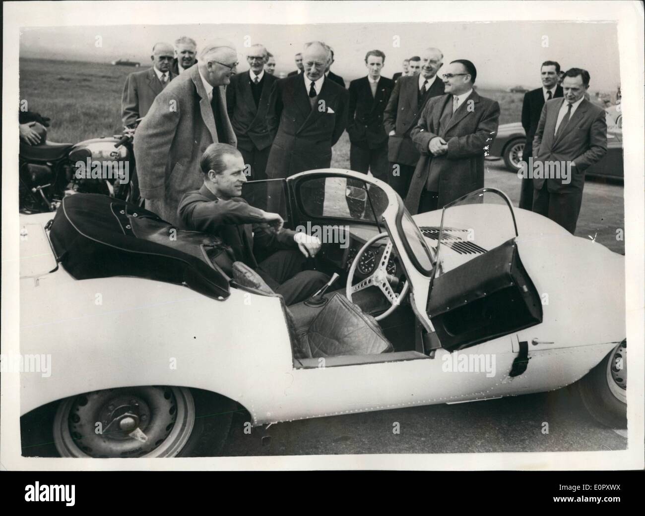 Apr. 04, 1957 - Prince Philip Travels at 120 M.P.H. in Jaguar Car Stock Photo, Royalty Free ...