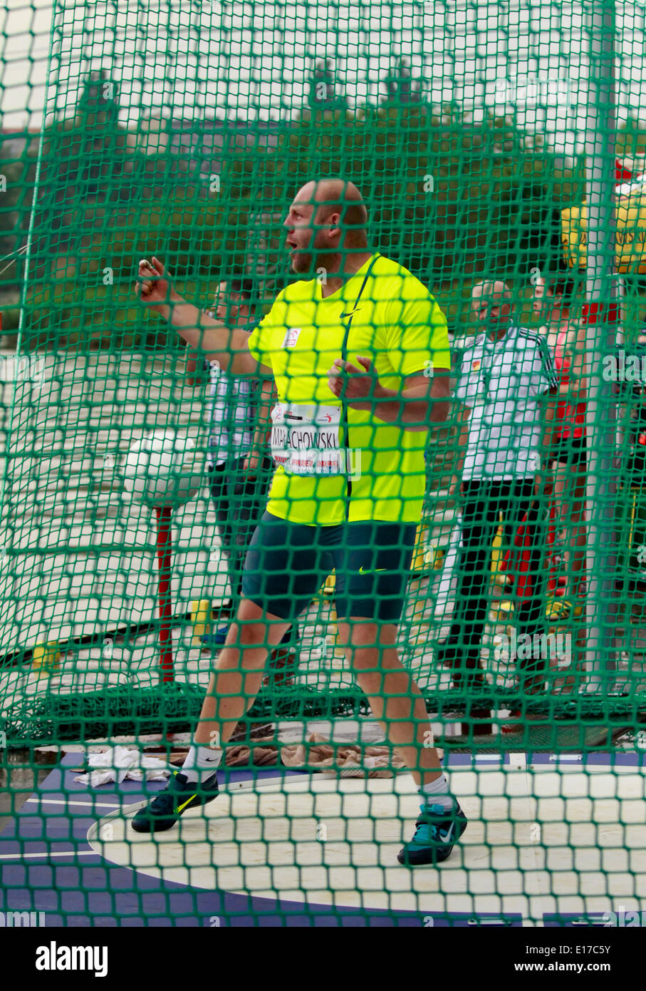 Wroclaw, Poland. 24th May, 2014. Discus thrower Piotr Malachowski Stock Photo, Royalty Free