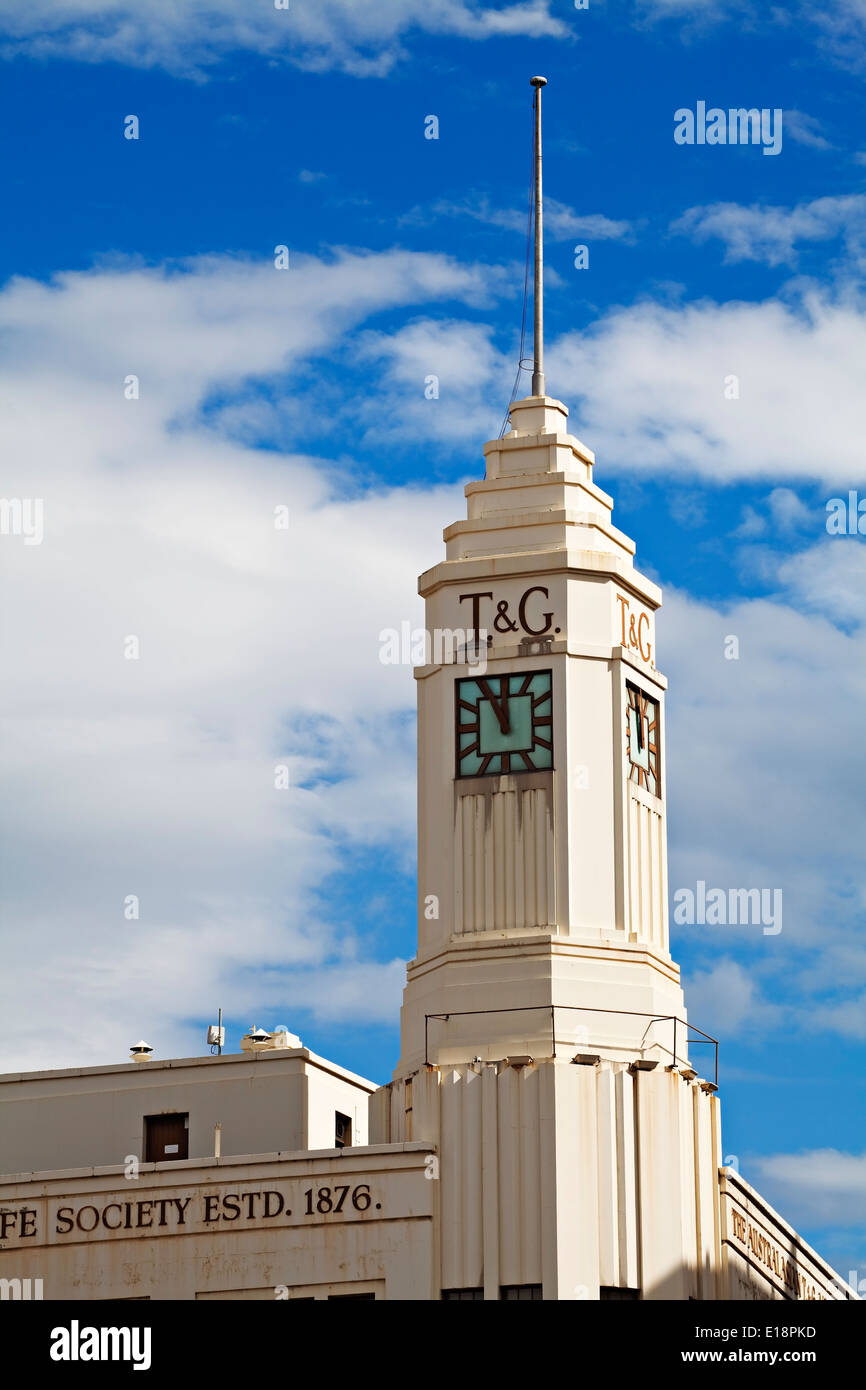 hobart australia / the art deco style t&g building in hobart stock hobart australia / the art deco style t&g building in hobart stock