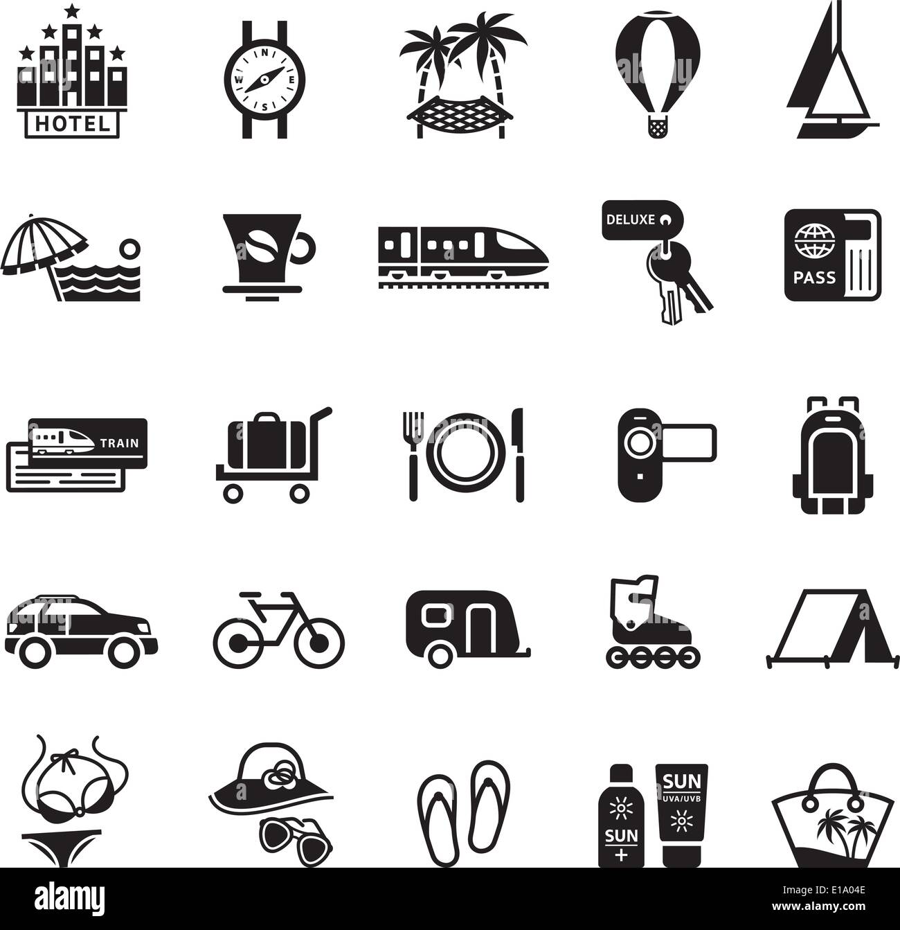 Signs Vacation Travel Recreation Second Set Icons In Black Stock