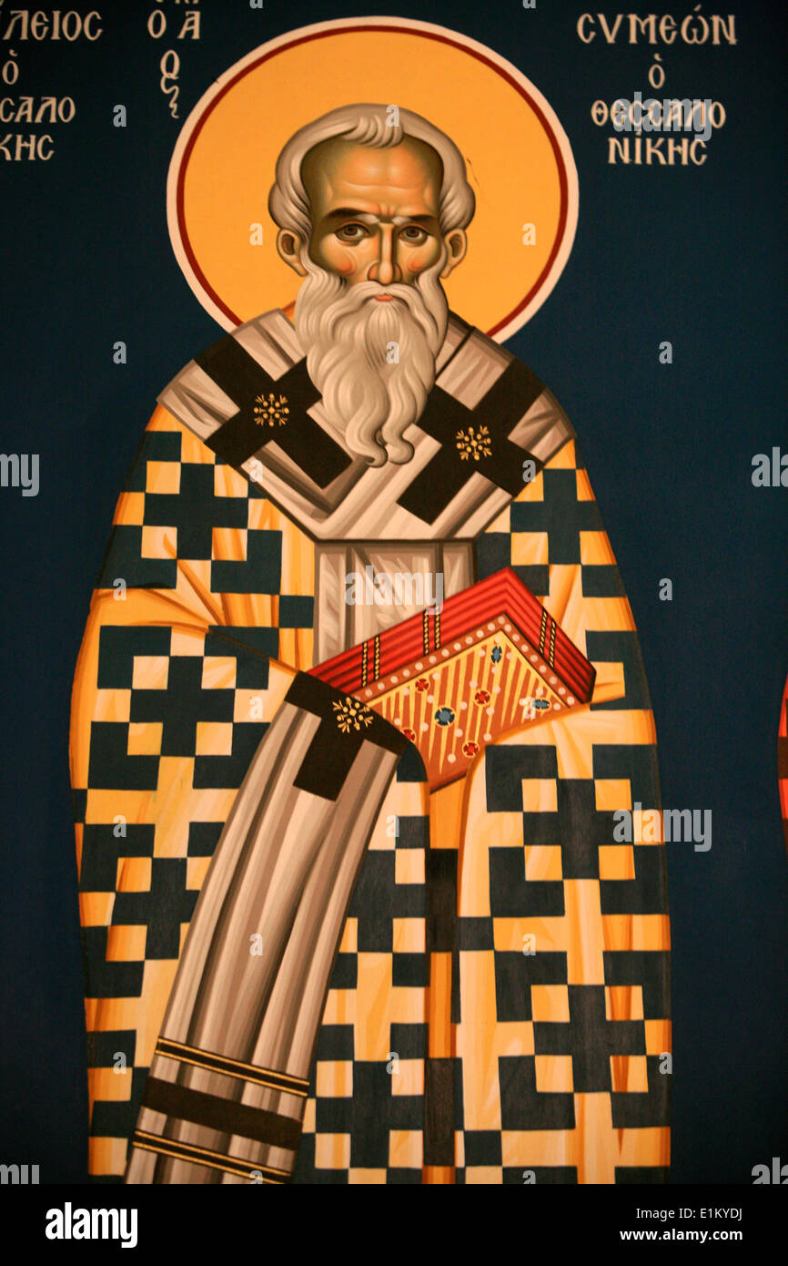 Greek orthodox icon depicting Saint Symeon of Thessaloniki Stock Photo
