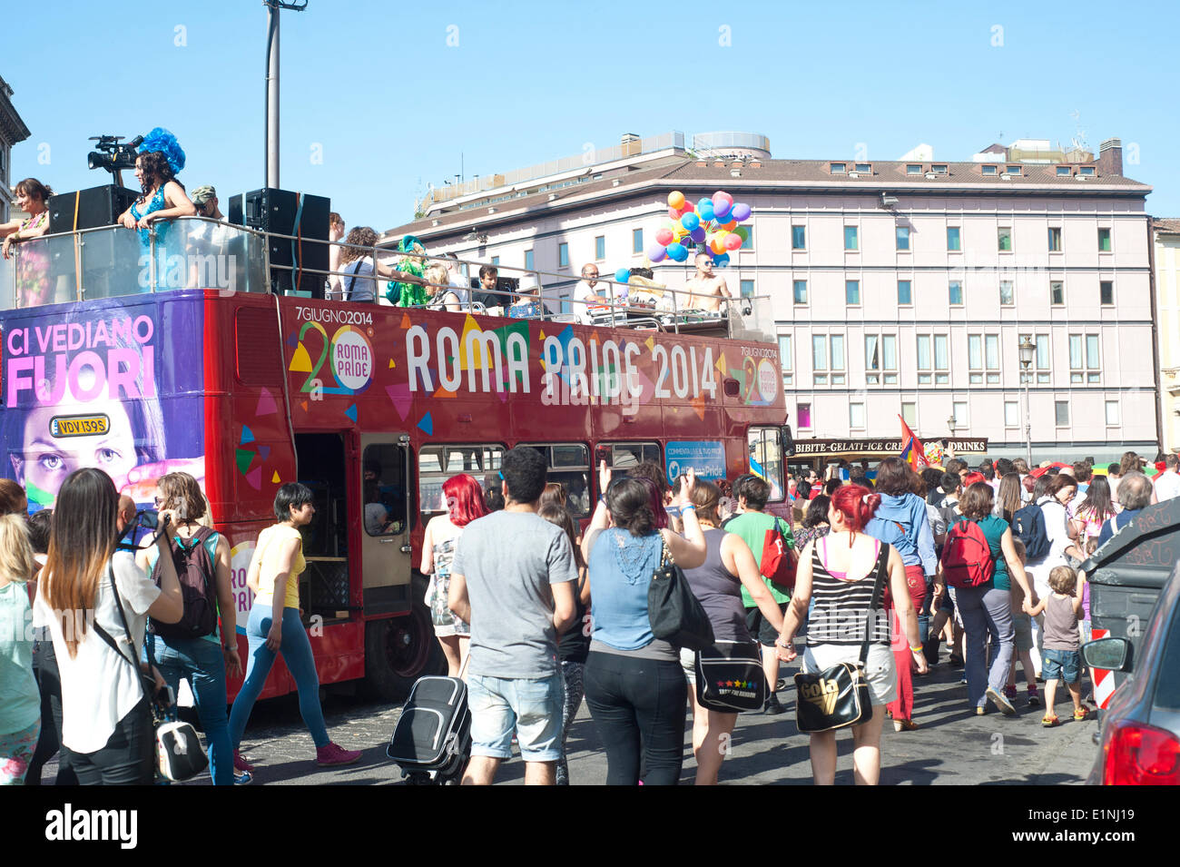 Rome Italy 06th July 2014 Gay Pride March In Rome Pictured Bus