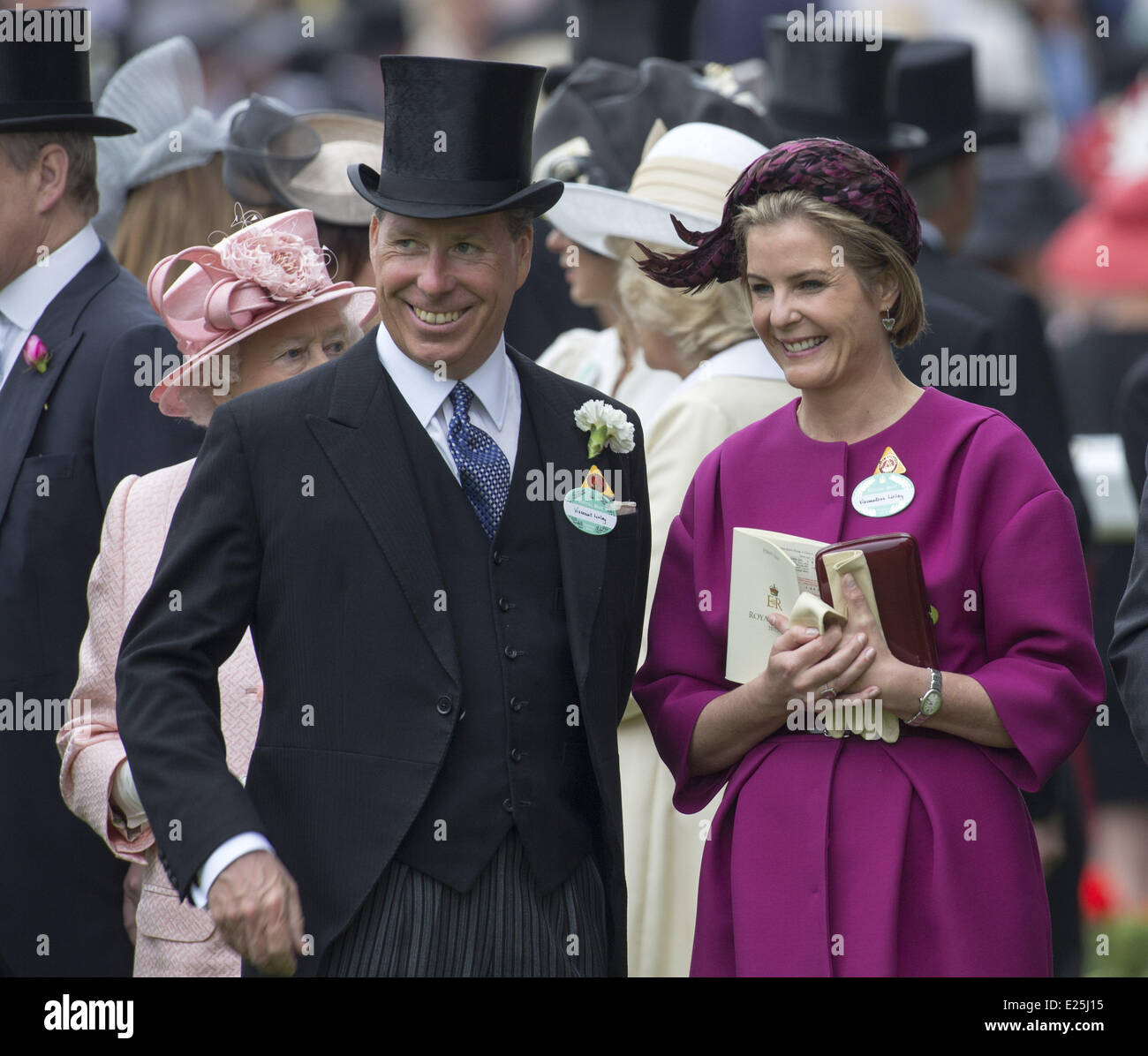 Royal Ascot Day one Featuring Viscountess Linley,Viscount Linley Stock Photo, Royalty Free