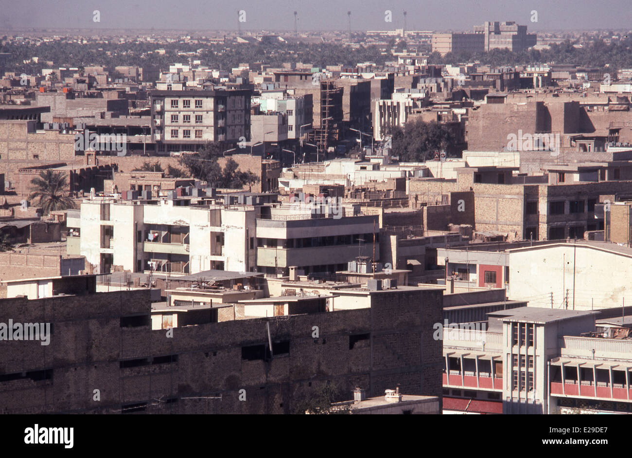 Modern housing blocks apartments in suburb of Baghdad in early 1980s