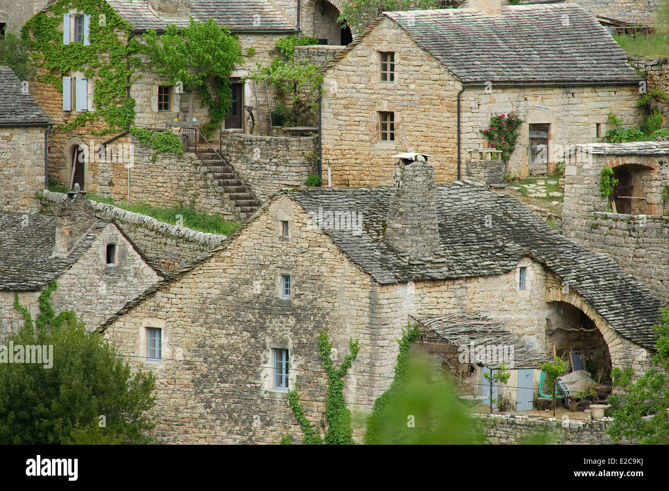 France, Lozere, Sainte Enimie hamlet Hauterives, du Tarn Stock Photo, Royalty Free Image