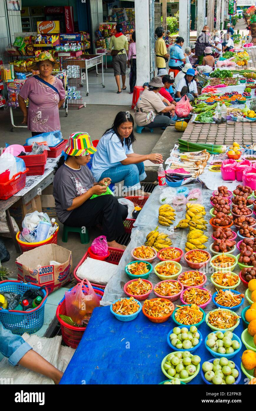 Malaysia Malaysian Borneo Sarawak State Serian Food market Stock Photo