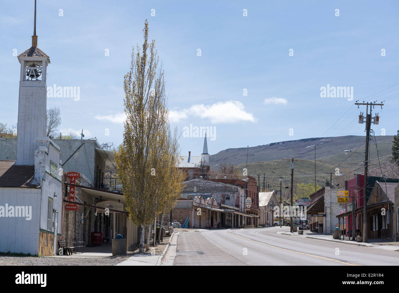 Main street of the historic mining town of Austin, Nevada Stock Photo, Royalty Free Image