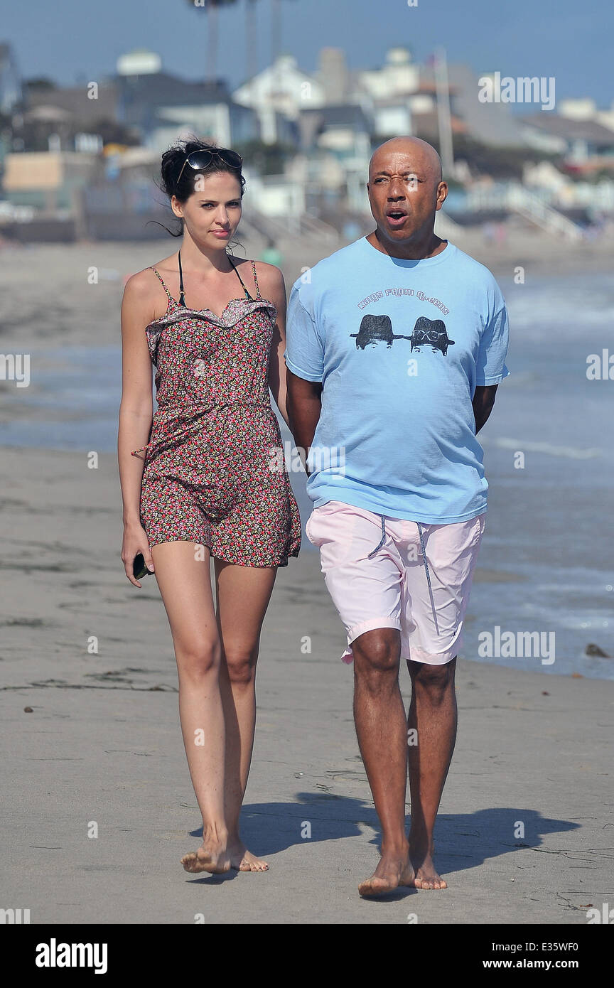 Russell Simmons and his girlfriend, german model Hana Nitsche Stock