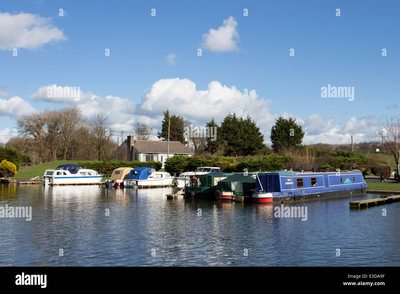 Boats Moored On The Lancaster Canal At Carnforth Lancashire Uk Stock