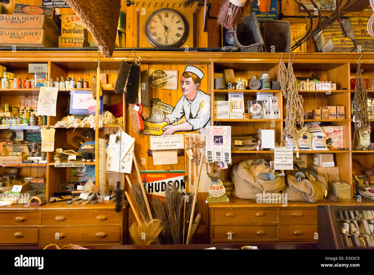 Interior of Hardware Store Beamish Living Open Air Museum Stock Photo