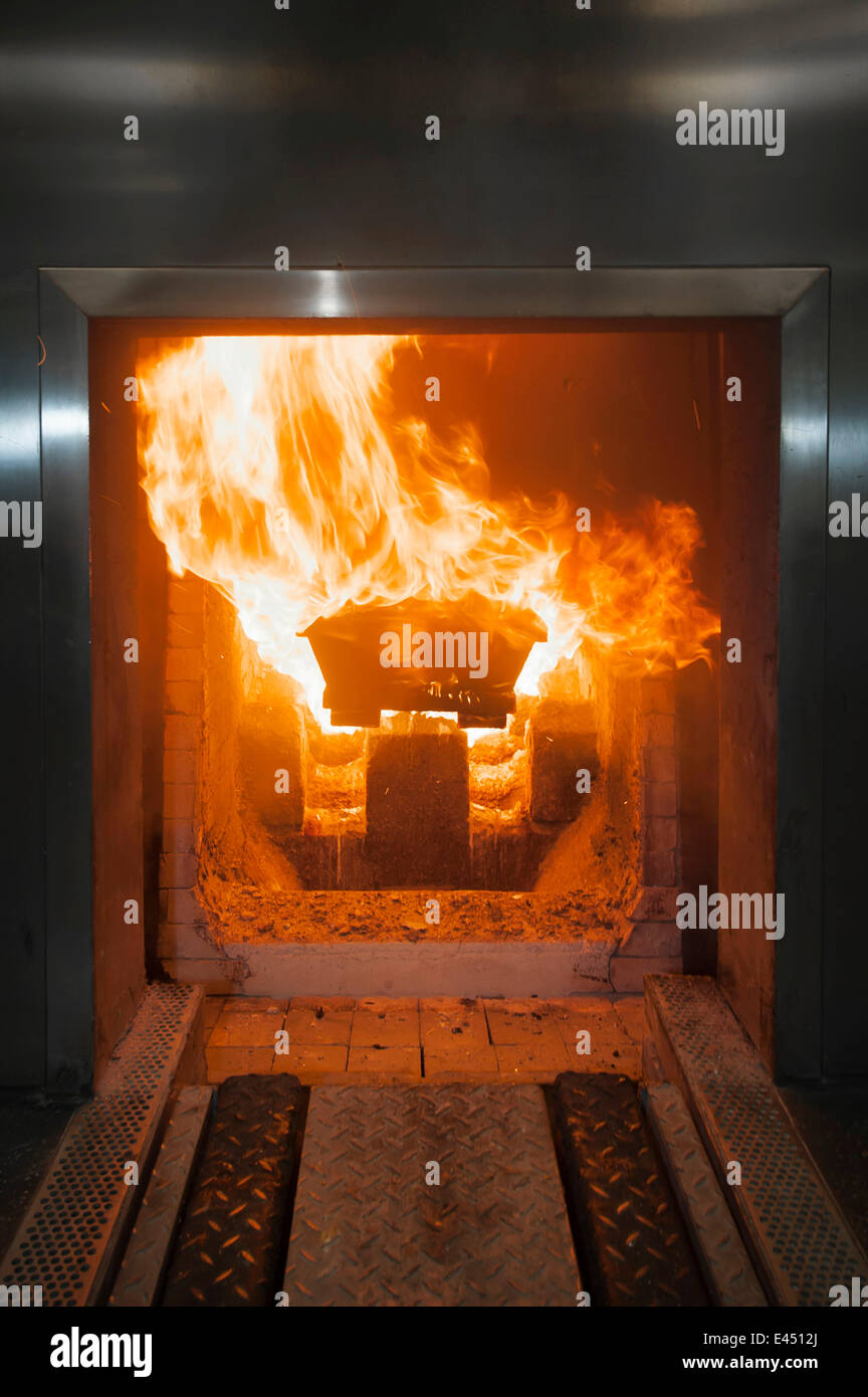 A Coffin Is Cremated In The Incinerator In A Crematorium Essen Stock a-coffin-is-cremated-in-the-incinerator-in-a-crematorium-essen-stock