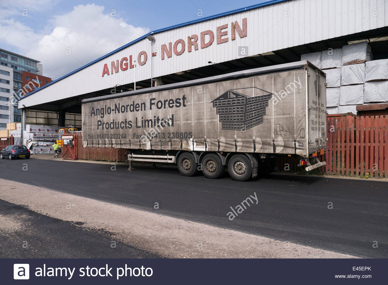 Anglo Norden Forest Products warehouse and timber yard Ipswich Stock