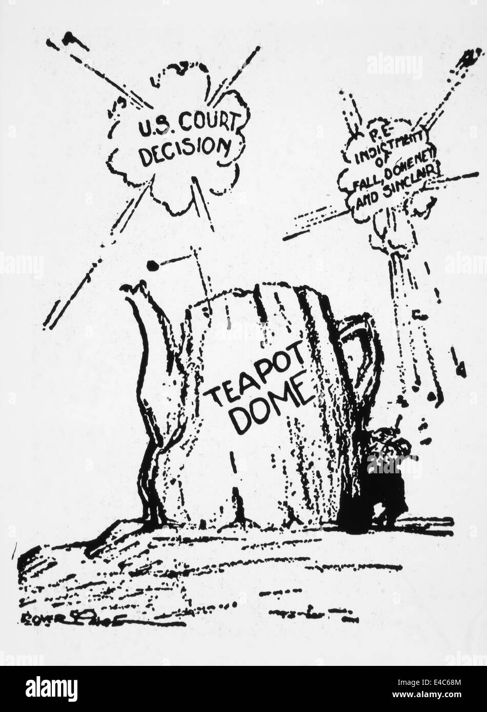 Teapot Dome Scandal, Political Cartoon, 1920's Stock Photo, Royalty