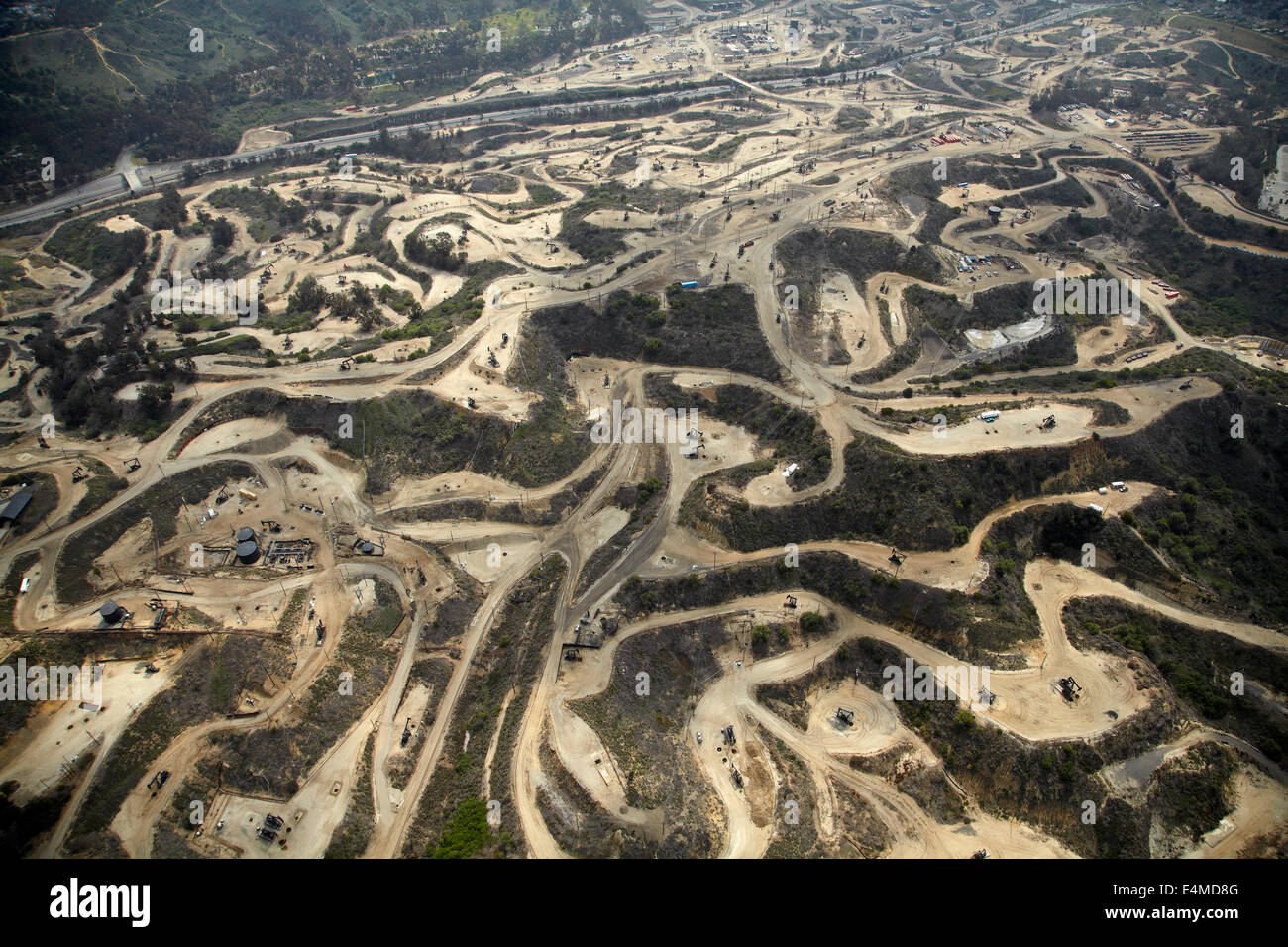 Oil pumpjacks, Inglewood Oil Field, in the middle of Los Angeles Stock