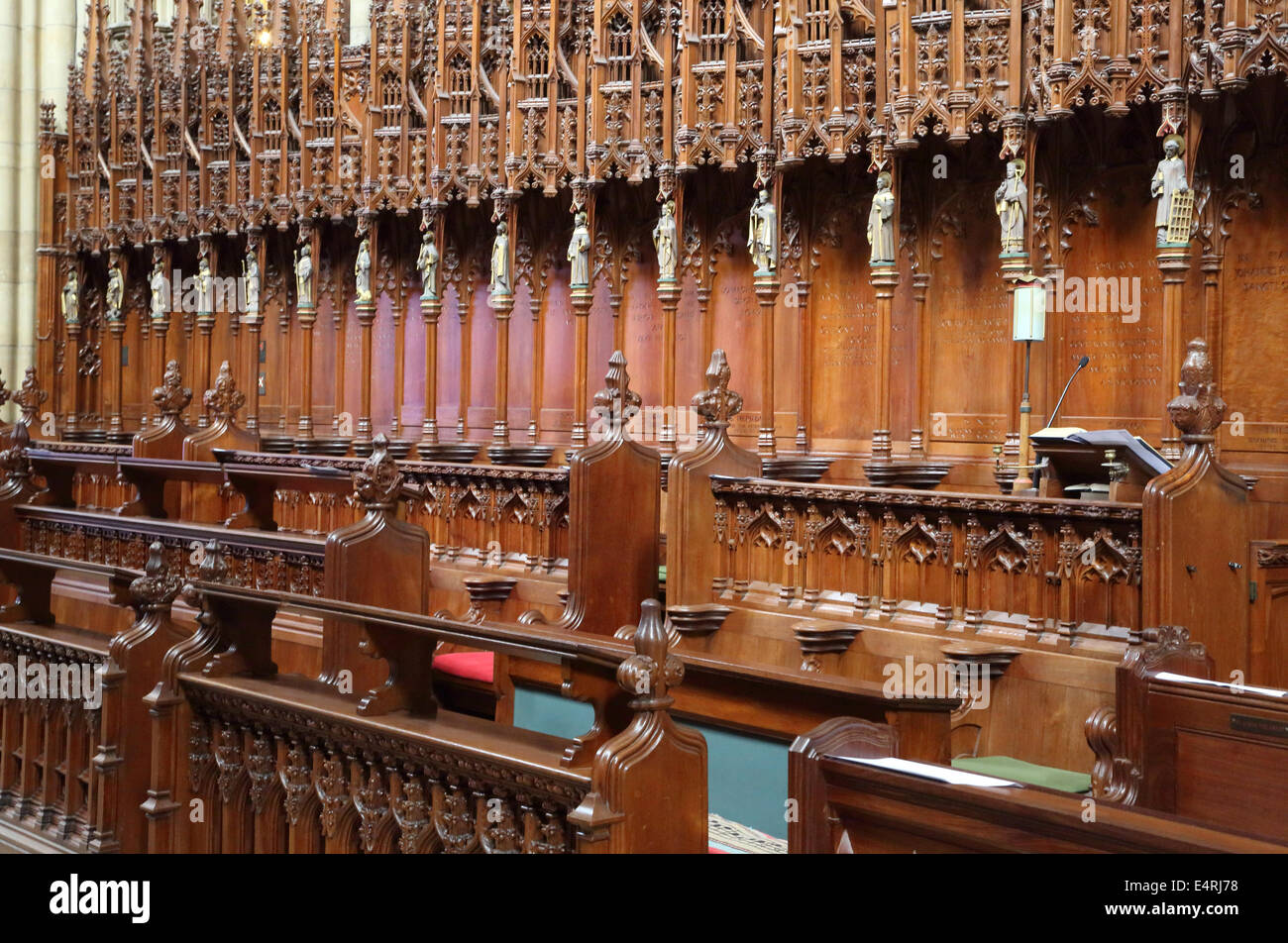 choir stalls inside truro cathedral Stock Photo, Royalty Free Image