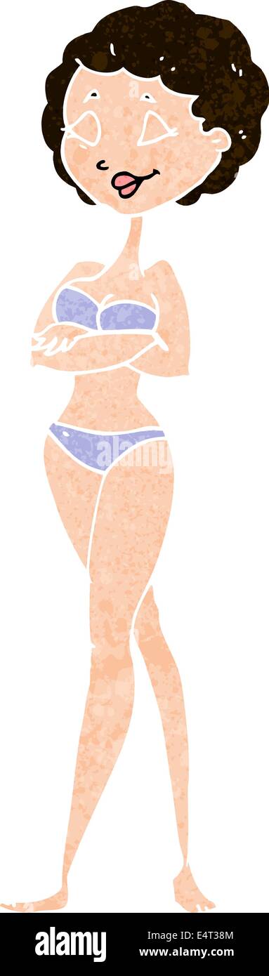 Cartoon Retro Woman In Bikini Stock Vector Image Art Alamy