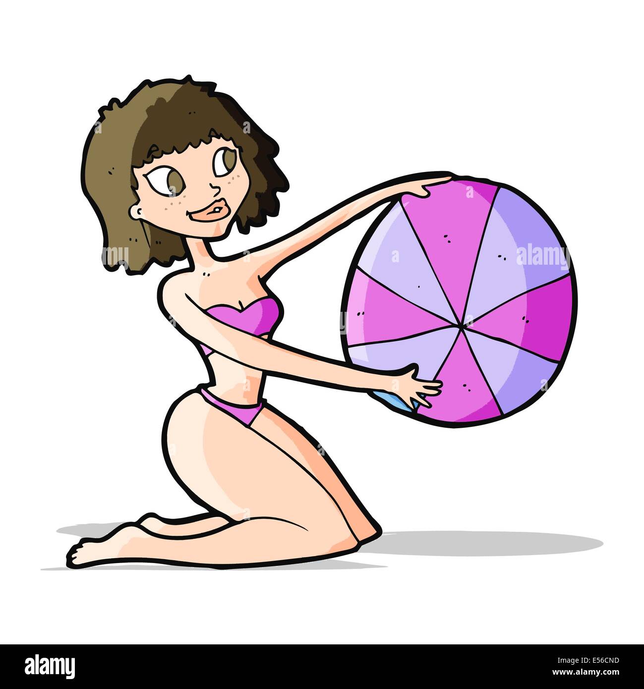 Cartoon Bikini Girl With Beach Ball Stock Vector Image Art Alamy