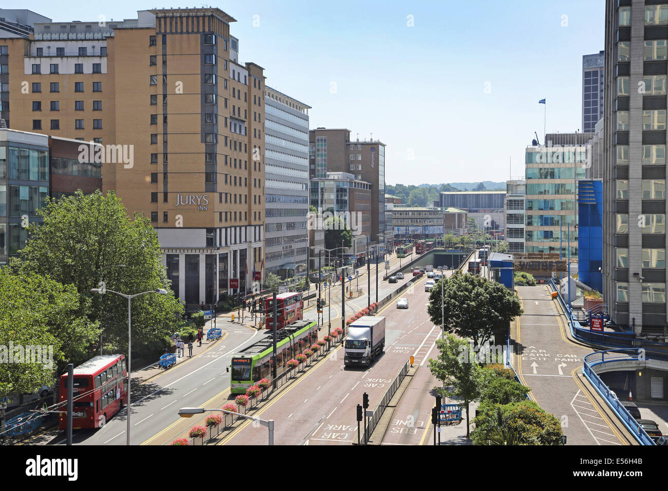 Wellesley Road, Croydon, UK. A modern, urban dual carriageway with Stock Photo, Royalty Free
