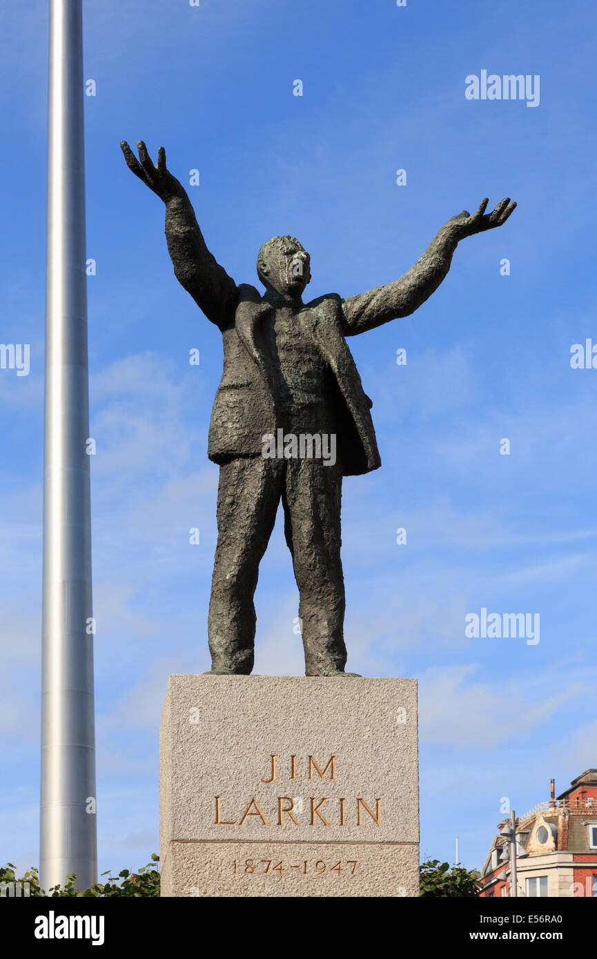 Statue of Irish politician Jim Larkin in O'Connell Street, Dublin Stock