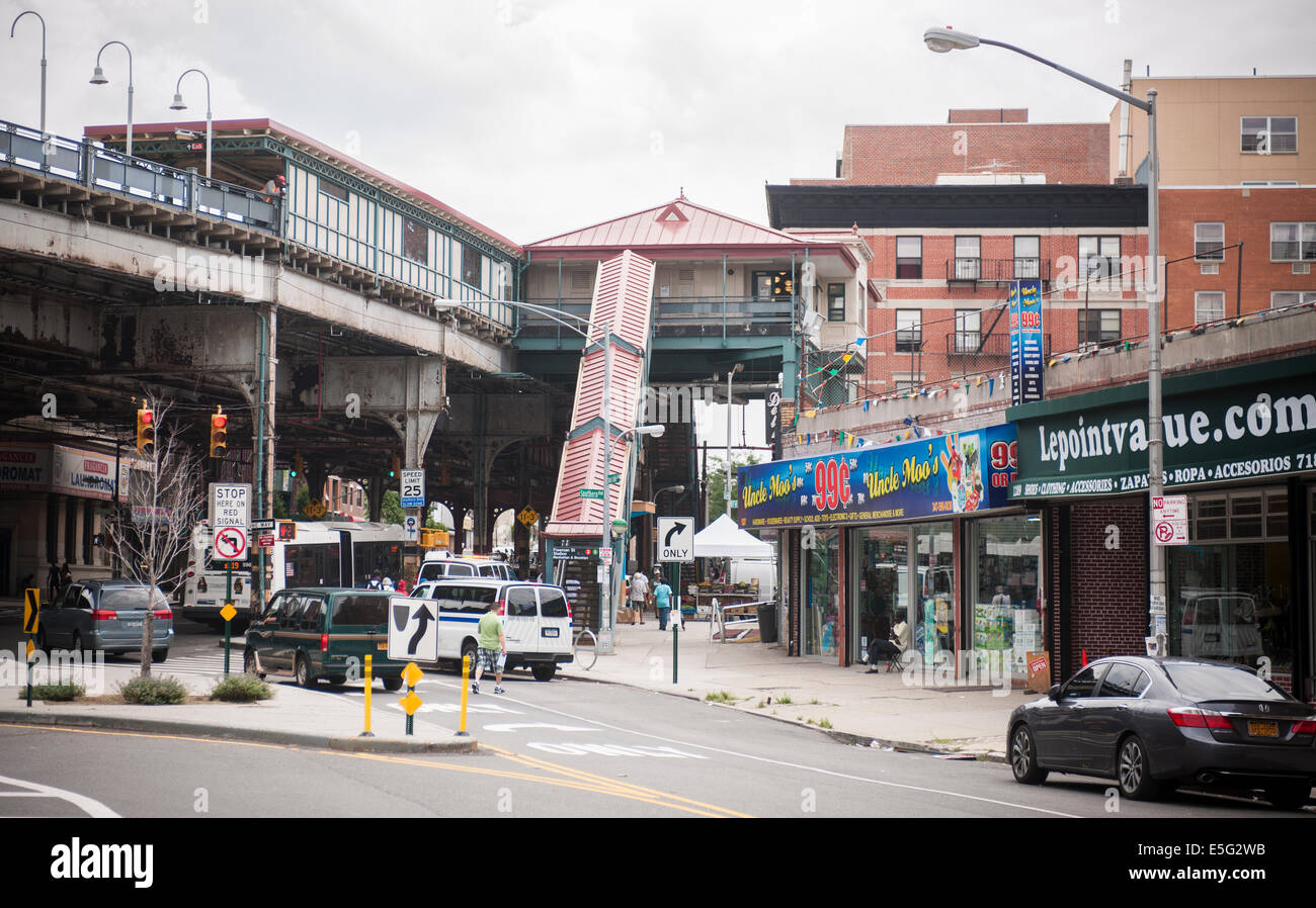 Businesses around the Freeman Street elevated train station in the
