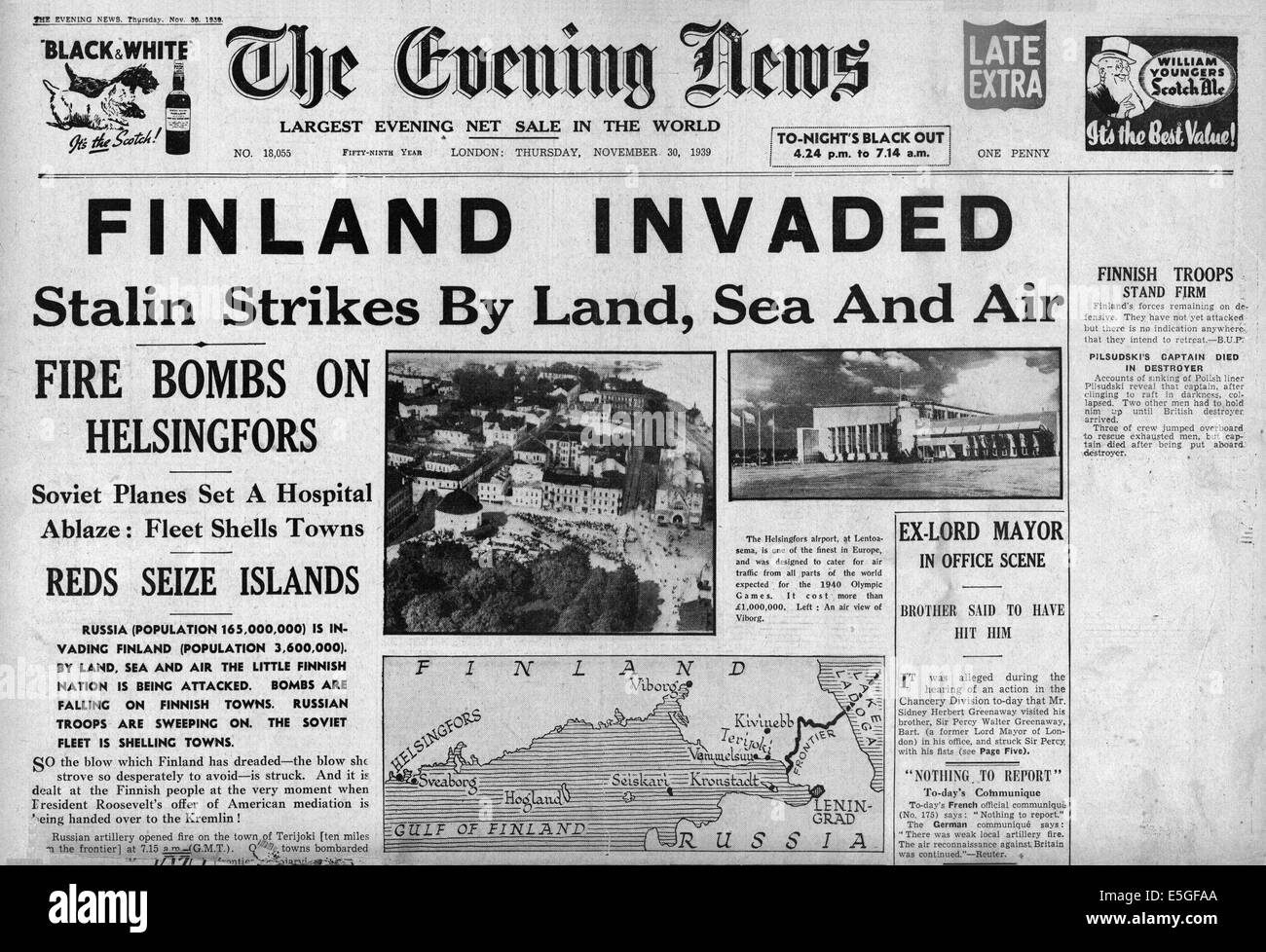 the evening news newspaper 1939 evening news front page reporting russian of stock photo royalty free the evening news newspaper 1939 evening news front page reporting russian of stock photo royalty free