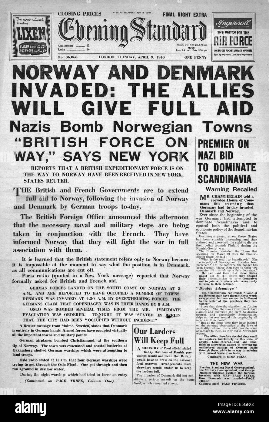 Image result for april 9 1940 germany invades denmark and norway