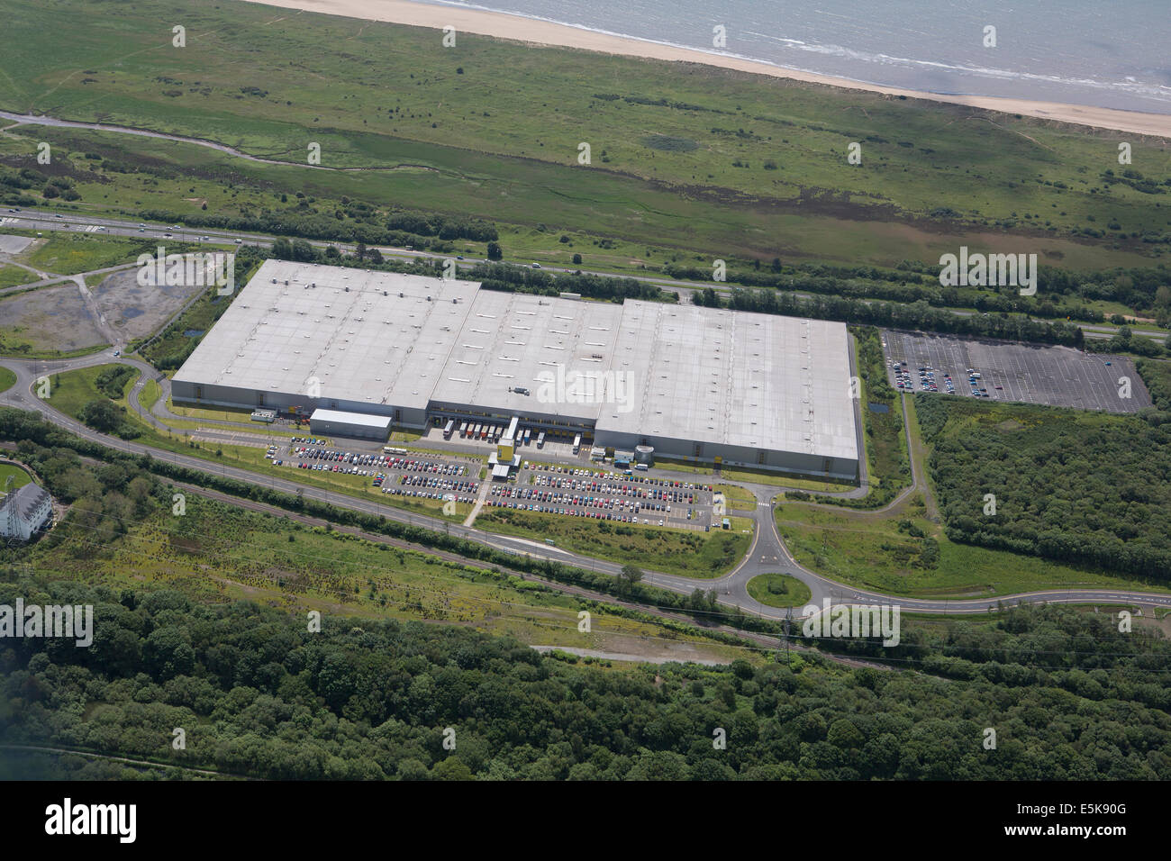 An aerial view of the Amazon delivery depot on Fabian Way, Swansea