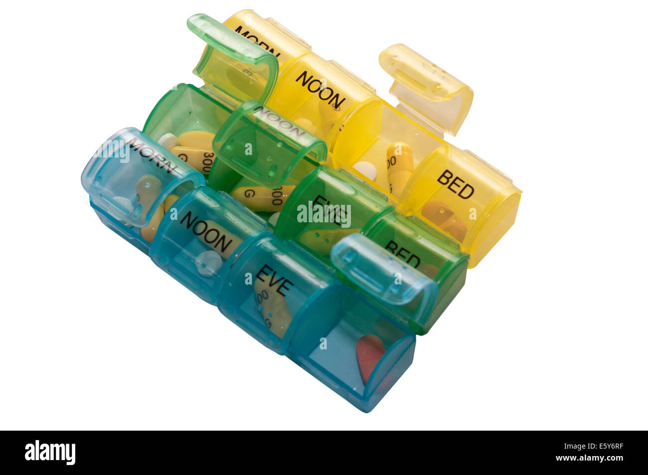 A Dosette Box Daily Medication Dispensers Stock Photo, Royalty Free