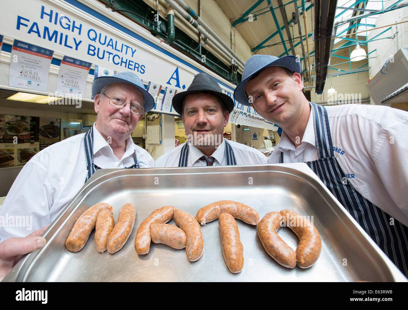 Lr, Newport Butchers Tony Turner, son Pat Turner and James Thomas