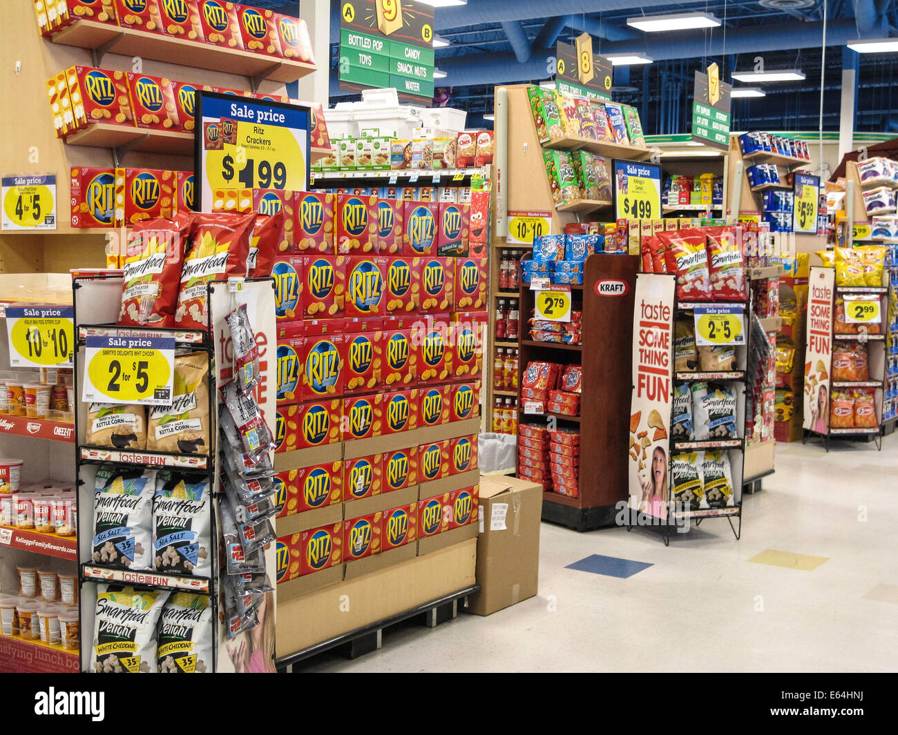 End Aisle Displays Of Specials Smiths Grocery Store Great Falls Montana USA End Aisle Displays Of Specials Smiths Grocery Store Great Falls Montana USA