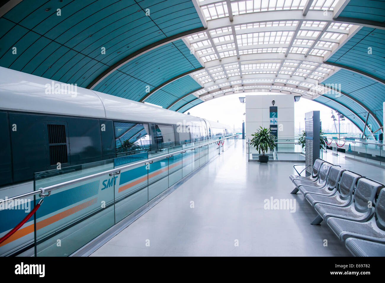 Shanghai Maglev Train, Platform, Shanghai, China Stock Photo, Royalty ...