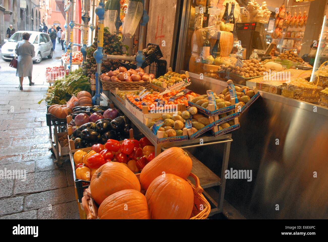 Bologna (Italy), street food market near Maggiore square Stock Photo