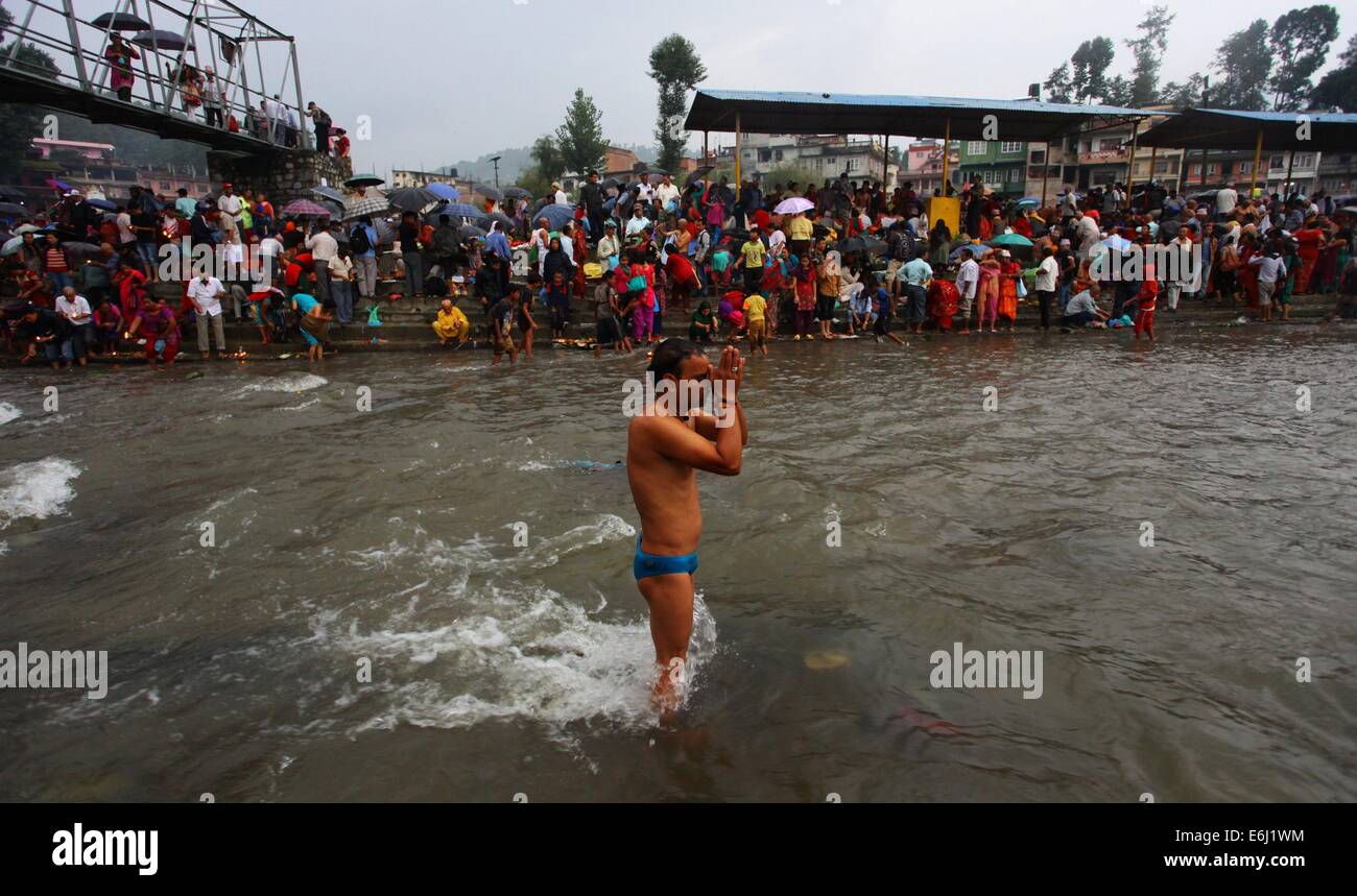 Kathmandu Nepal Th Aug A Hindu Devotee Offers Prayers In A