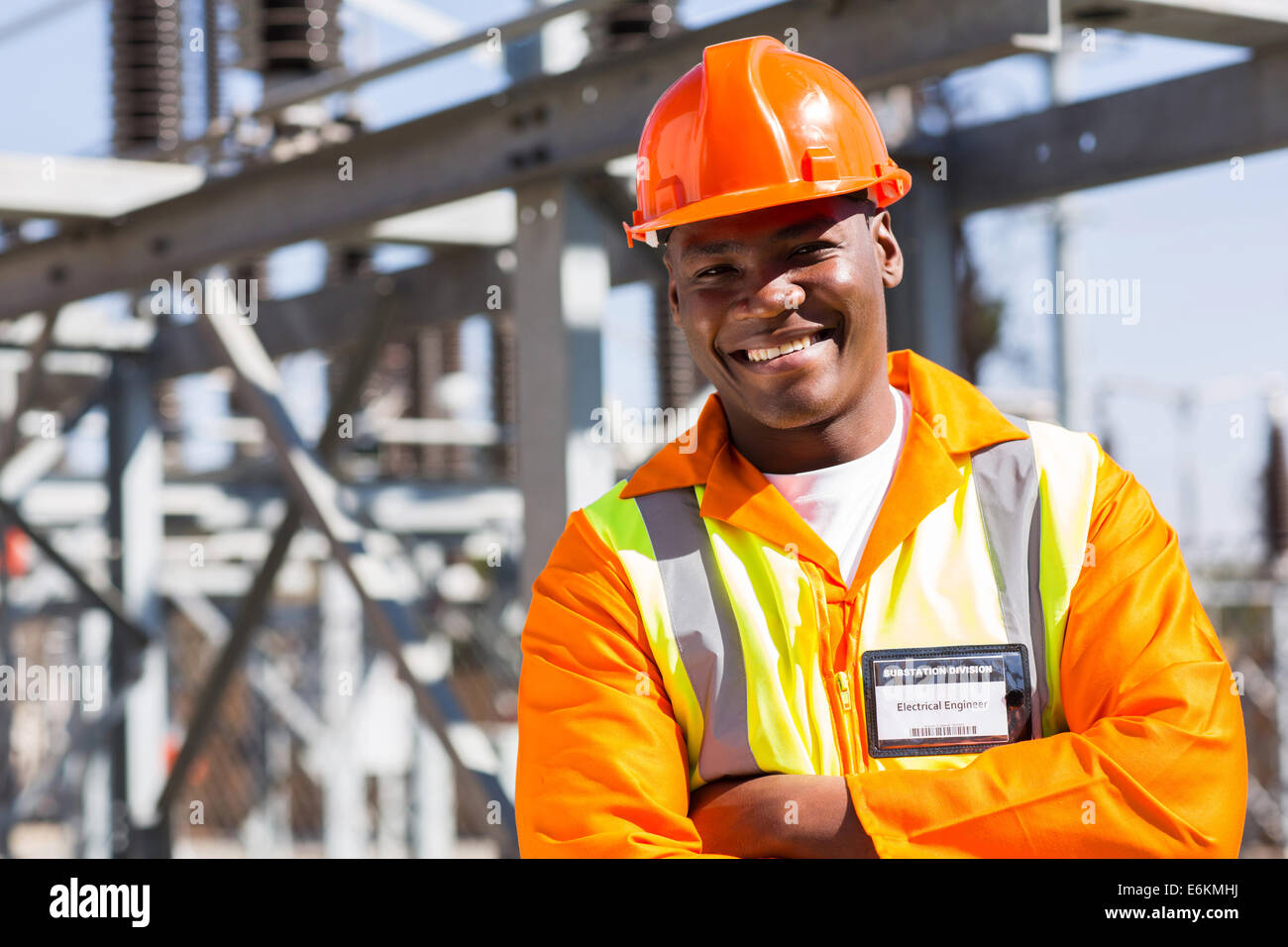 African Electrical Worker In Electric Substation Stock Photo Alamy